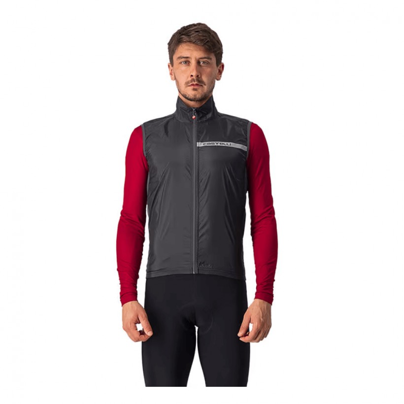 Gilet Castelli Squadra Stretch Windbreaker Nero Bordeaux