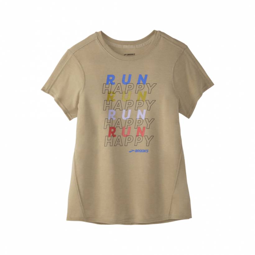 Camiseta Brooks Distance Graphic Manga Curta Oatmeal Heather