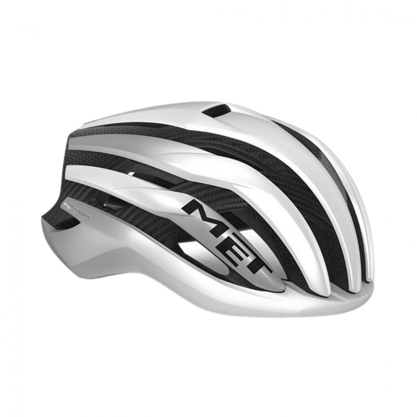 MET Trenta 3K Carbon MIPS Helm Weiß Silber Metall