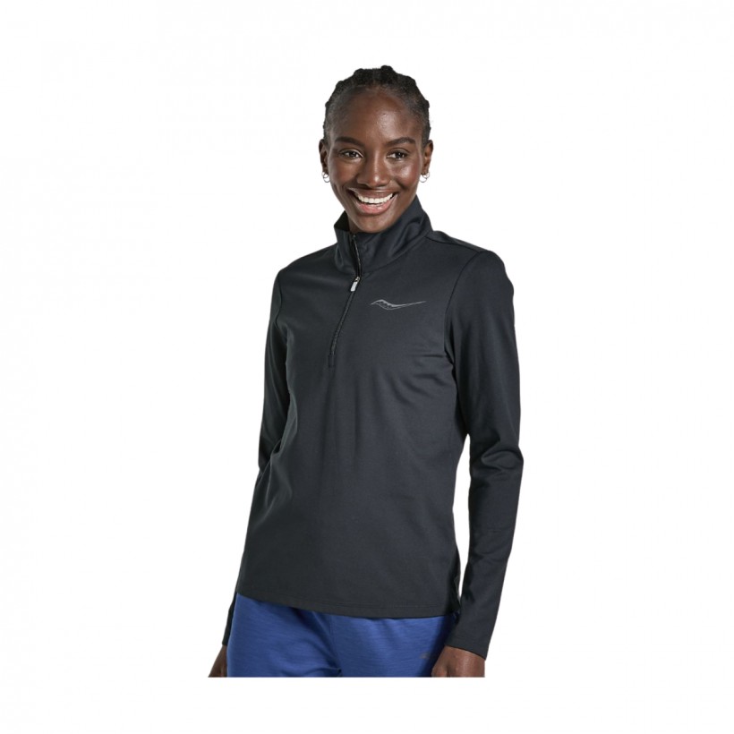 Camiseta Saucony Solstice Manga Larga 1/4 Zip Negro Mujer