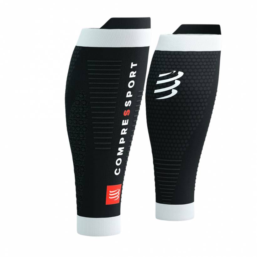 Kompressionsstrumpf Compressport R2 3.0 Schwarz Weiß