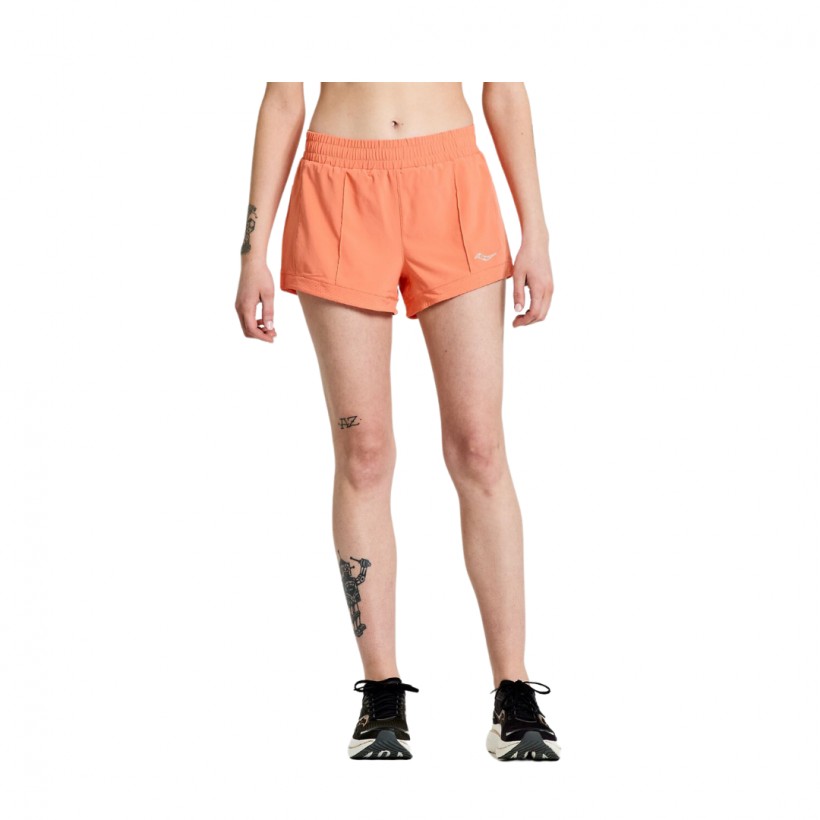 Krótkie spodenki Saucony Outpace 3" pomarańczowe damskie