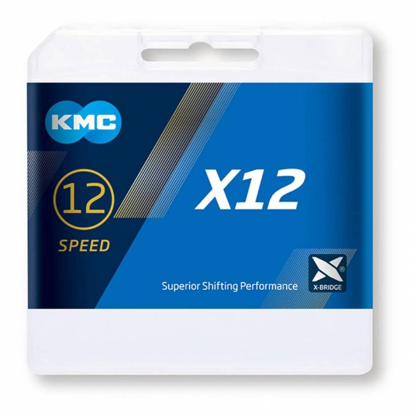 Corrente KMC X-12 12V 126 elos prateada e preta