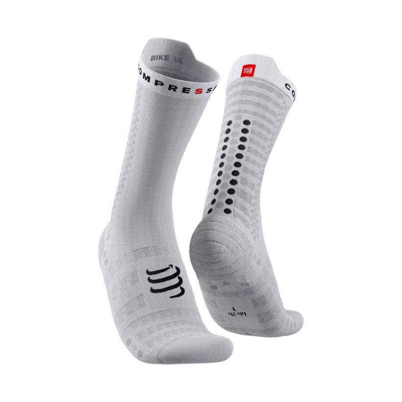 Calcetines Compressport Pro v4.0 Ultralight Bike Blanco Negro
