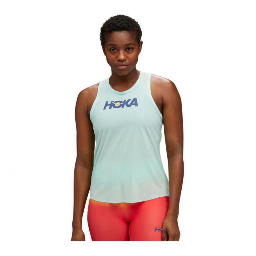 T-shirt Bleu Sans Manches Femme Hoka Airolite