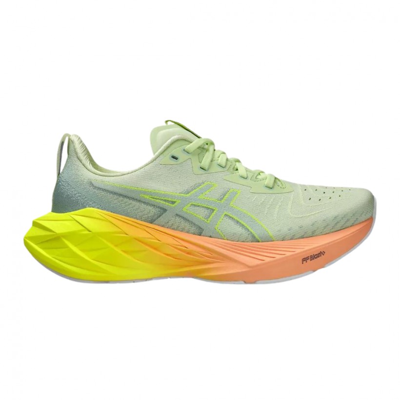Zapatillas Asics Novablast 4 Paris Verde Amarillo Mujer