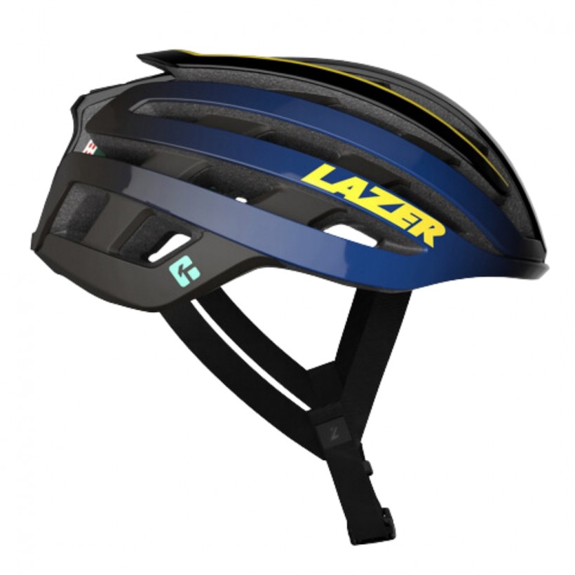 Casque Lazer Z1 KinetiCore + Aeroshell bleu jaune