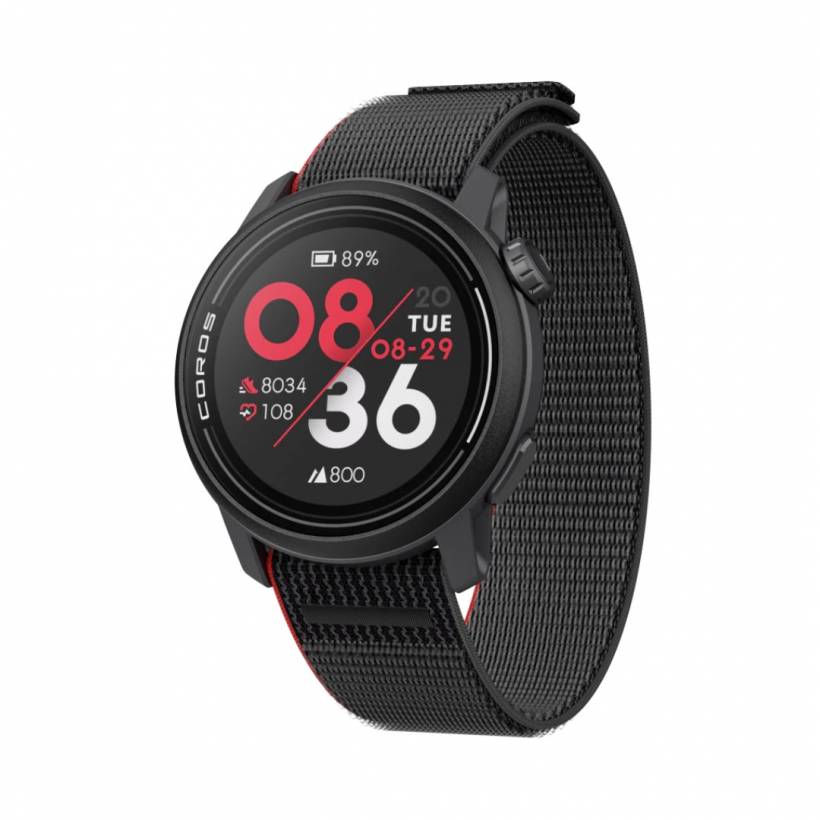 Coros Pace 3 GPS Uhr Schwarz Rot Nylon