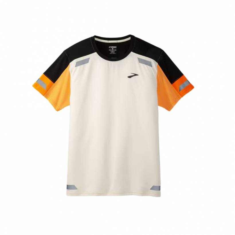 T-shirt z krótkim rękawem Brooks Run Visible 2.0 w kolorze beżowo-pomarańczowym