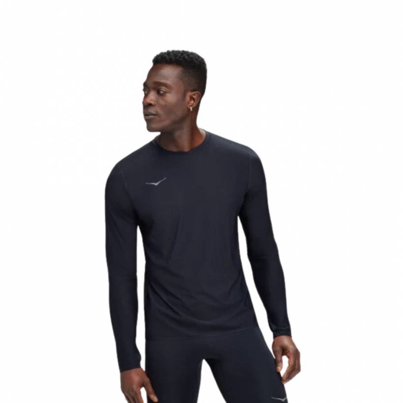 Hoka Airolite Langarm-T-Shirt Schwarz Grau
