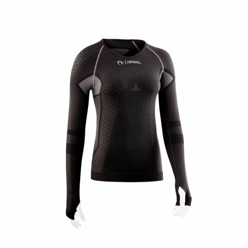 Camiseta Manga Larga Lurbel Cristallo Negro Rosa Mujer