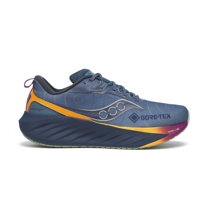 Tênis Saucony Triumph 22 GTX Azul Laranja SS25
