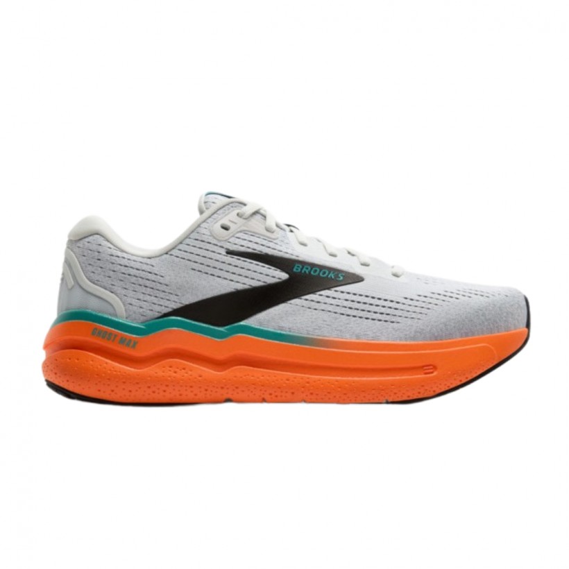 Tênis Brooks Ghost Max 2 Branco Laranja SS25