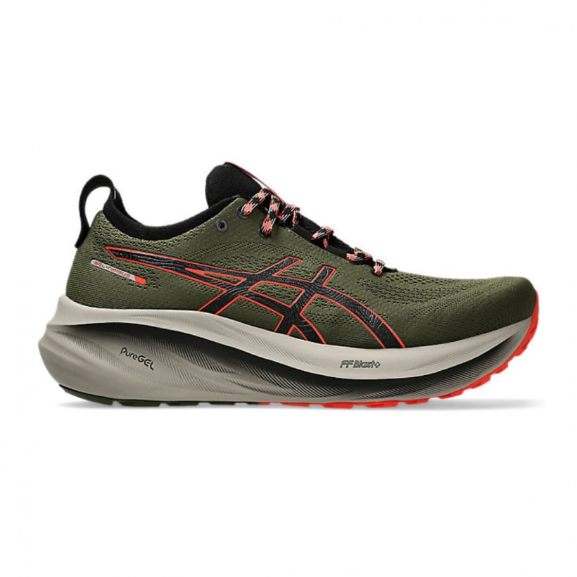 Buty do biegania Asics Gel-Nimbus 26 TR Ciemnozielone Pomarańczowe SS25
