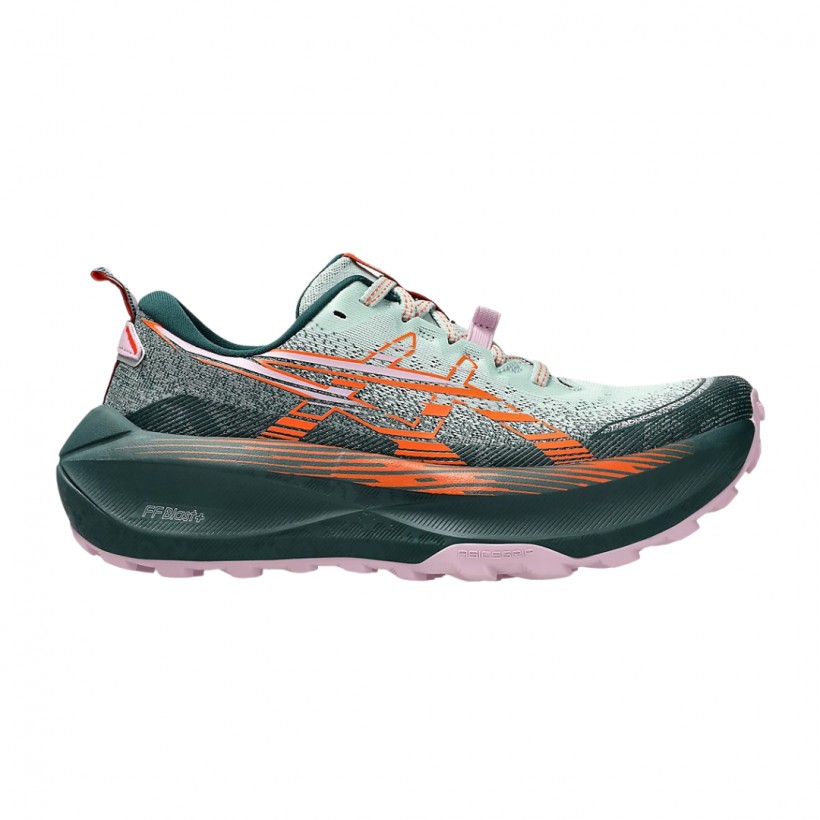 Zapatillas Asics Trabuco Max 4 Verde Naranja SS25 Mujer
