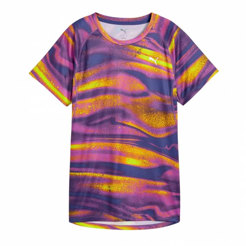 T-shirt Puma Velocity All-Over Print Violet Jaune Femme