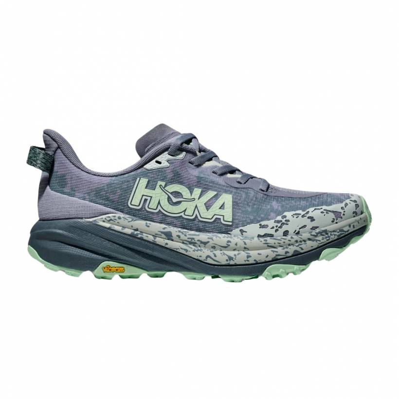 Scarpe Hoka Speedgoat 6 Grigio Verde SS25 Donna