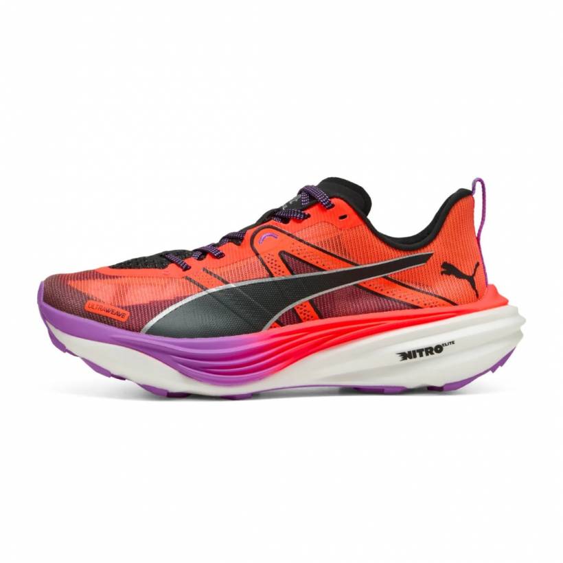 Ténis Puma Deviate Nitro Elite Trail Vermelho Roxo SS25 Mulher