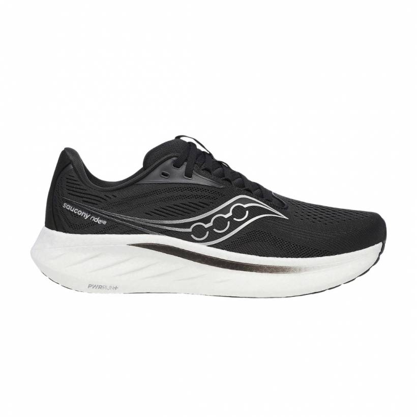 Ténis Saucony Ride 18 Preto Branco SS25