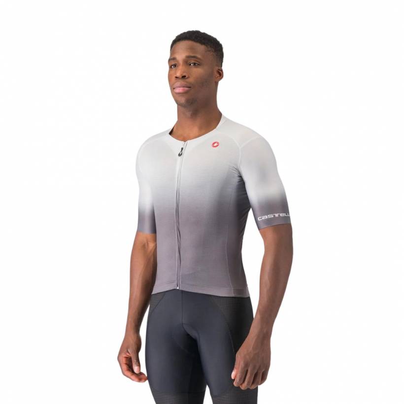 Maillot Castelli UPF Manga Curta Cinza