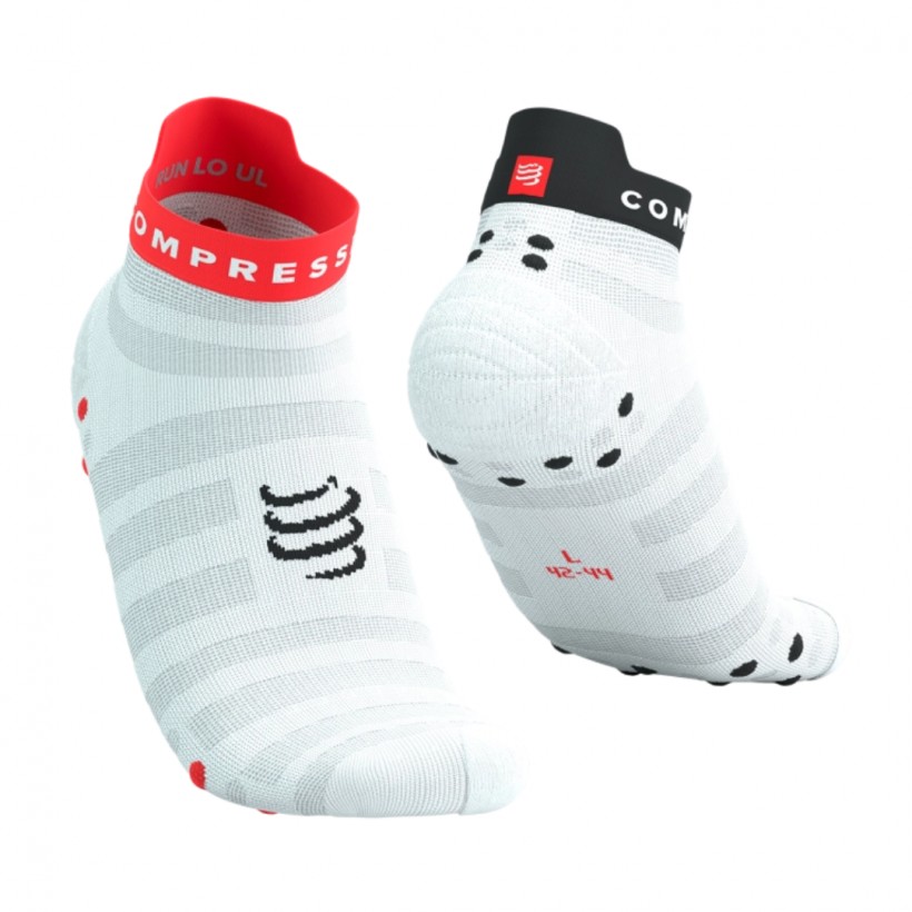 Meias Compressport Pro Racing v4.0 Ultralight Low Running Branco Vermelho
