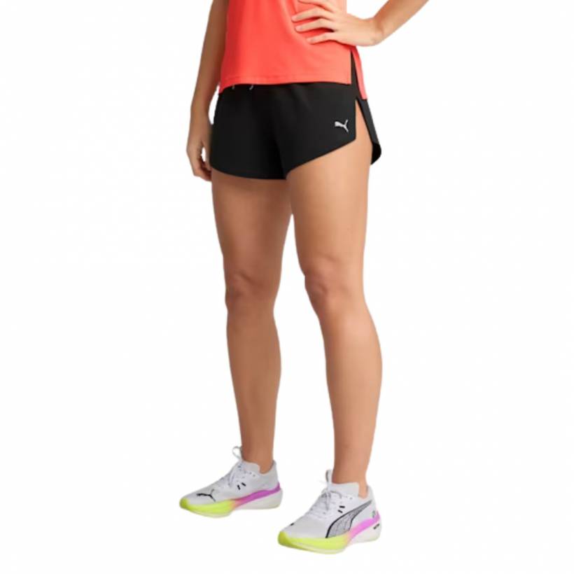 Short Puma Run Knit 3 Split Preto Mulher