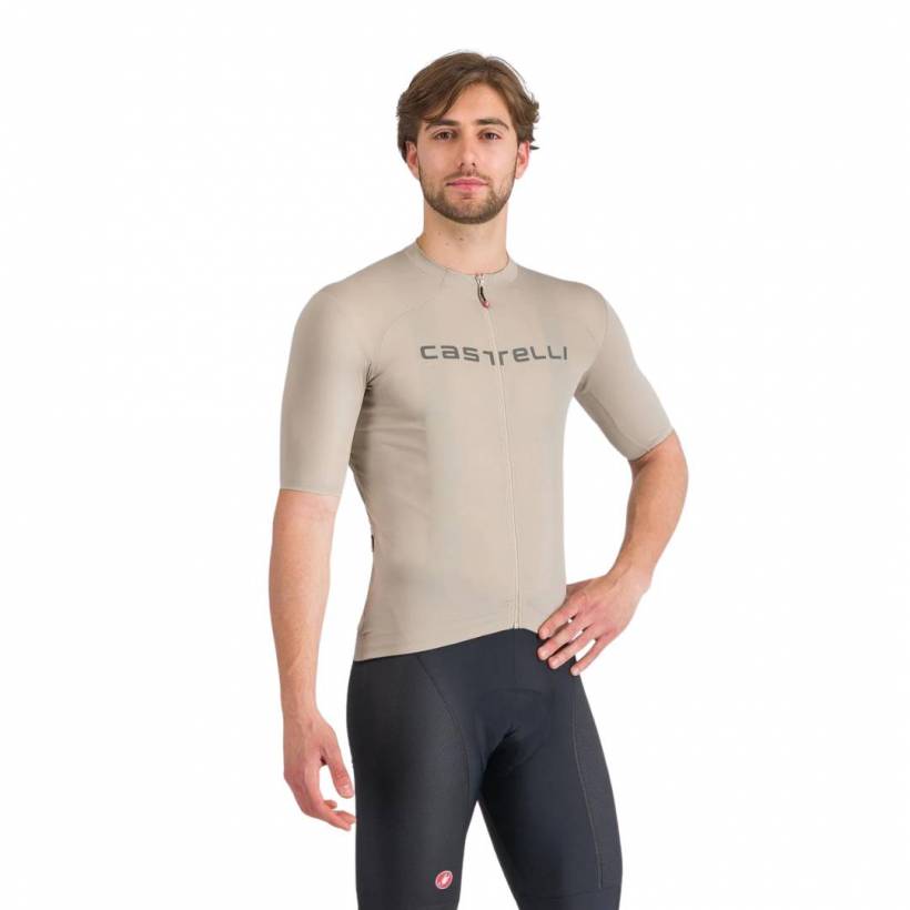 Maillot Castelli Prologo Lite Manga Curta Bege Cinza