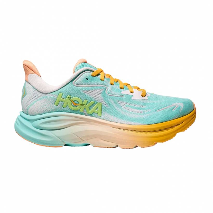 Tênis Hoka Clifton 10 Branco Azul SS25 Mulher