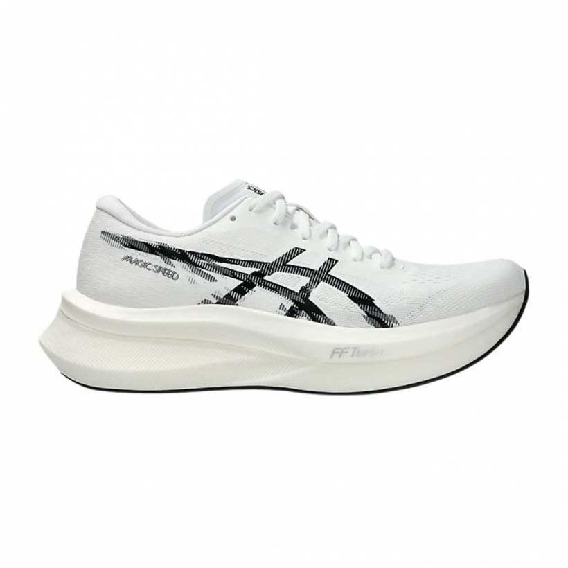 Ténis Asics Magic Speed 4 Branco Preto SS25 Mulher