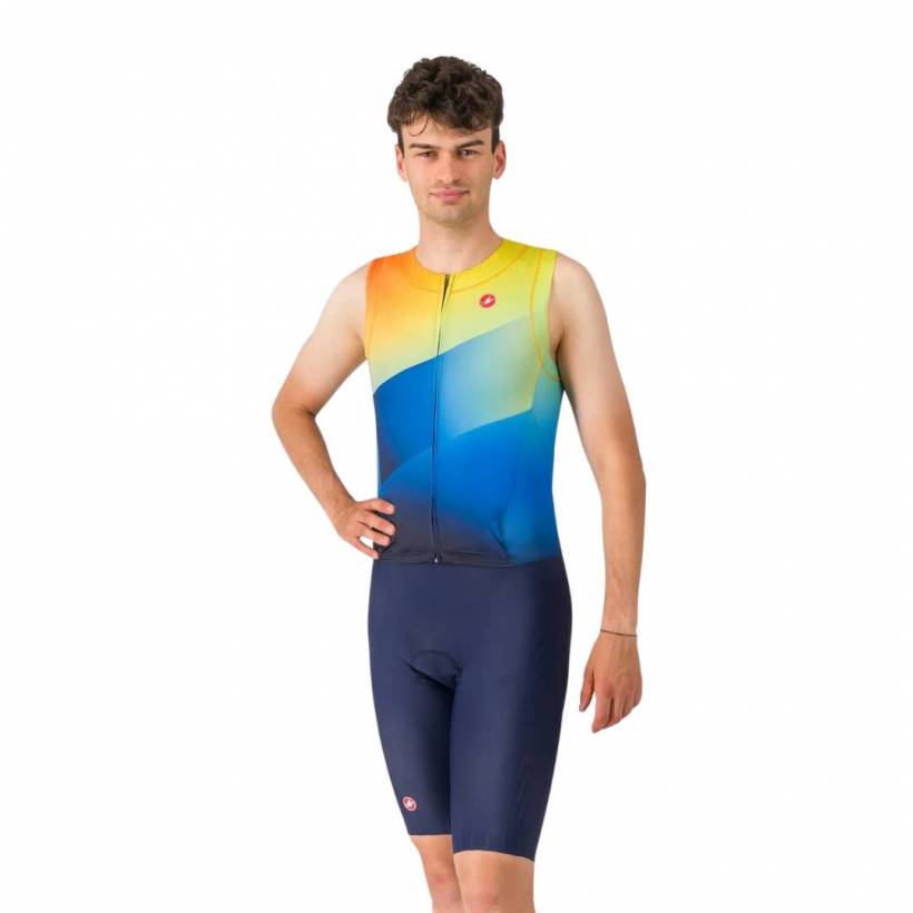 Combinaison de triathlon Castelli Free Sanremo 3 Bleu Jaune