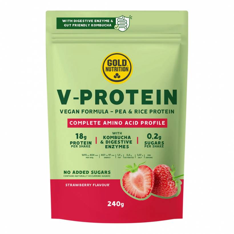 Proteína Vegana GoldNutrition V-Protein Kombucha Fresa 240g