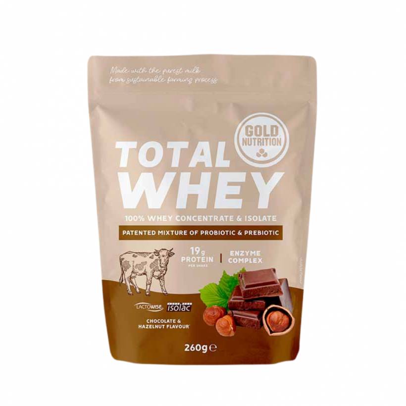 Proteína GoldNutrition Total Whey Chocolate e Avelã 260g