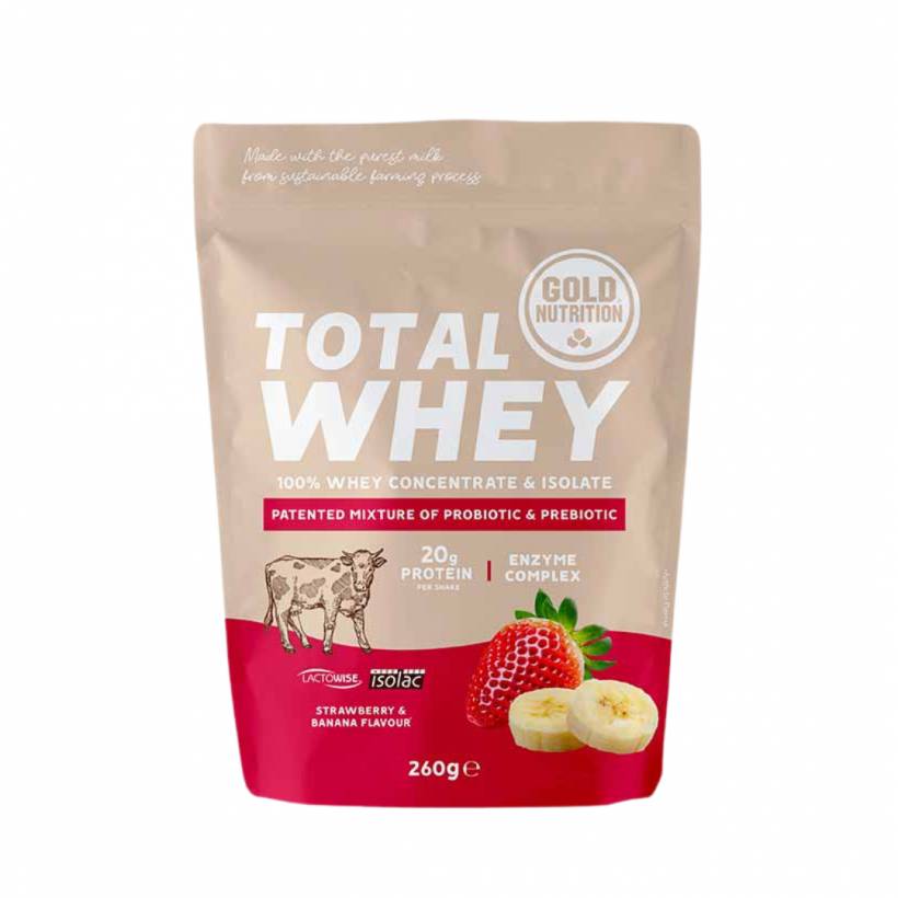 Białko GoldNutrition Total Whey Truskawka i Banan 260g