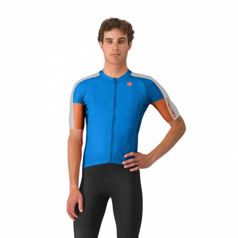 Castelli Entrata 6 Kurzarmtrikot Blau Grau