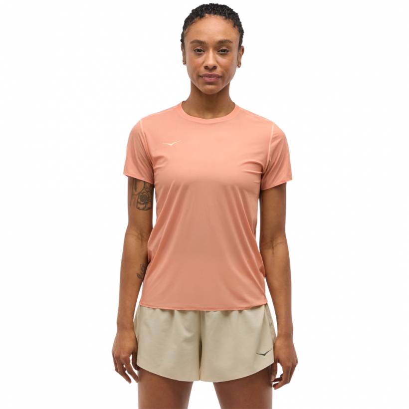 Maglietta Hoka Airolite Manica Corta Arancione Donna