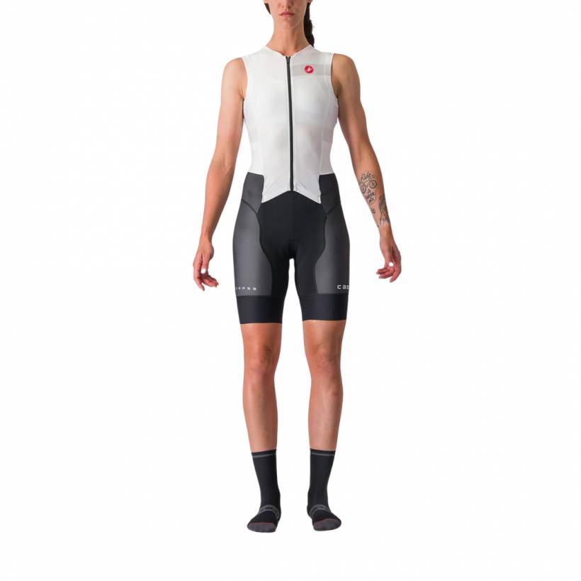 Ärmelloser Damen-Tritraje Castelli Free Sanremo Weiß Schwarz