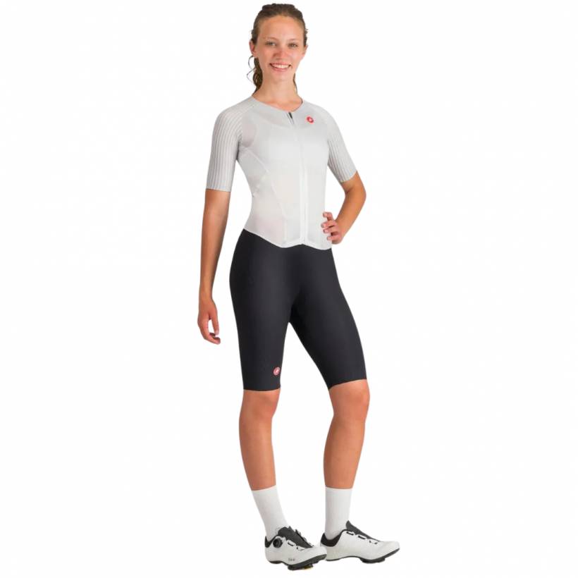 Castelli Integral Free Sanremo 3 Kurzarm Weiß Schwarz Damen Triathlon-Anzug
